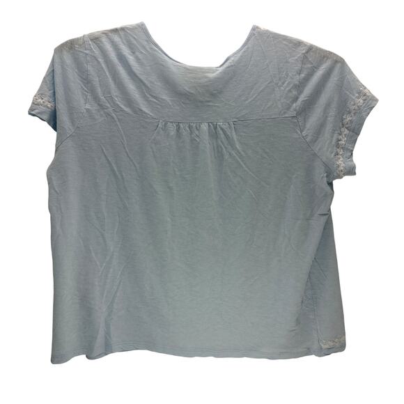 Style & Co Cotton Blend Blue White Floral Short Sleeve Pull-On Shirt Women 2X - Picture 2 of 5